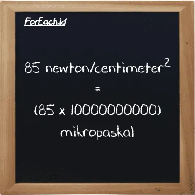 85 newton/centimeter<sup>2</sup> setara dengan 850000000000 mikropaskal (85 N/cm<sup>2</sup> setara dengan 850000000000 µPa)